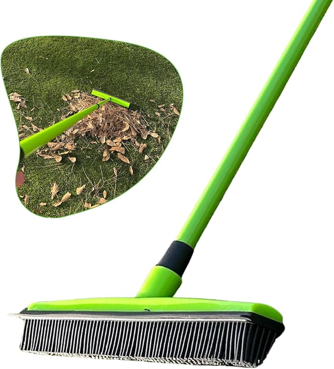 Turf Static Sweep - Silicone Broom for Artificial Turf Edge Cleaning - Remove Pet Hair Leaves Debris Sticks and More from Turf Synthetic Grass Carpet &amp Most Hard Surfaces