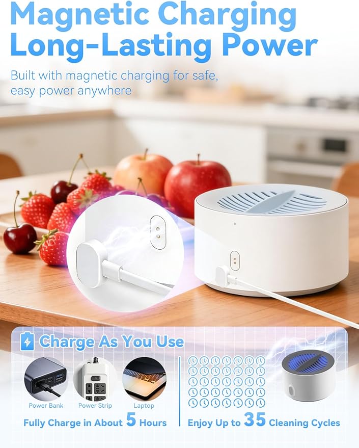 ERYNA Vegetable Cleaner Vegetable Cleaner 3-Minute Clean Home Produce Sanitizer with Electrolysis Purifier Technology Portable Wireless Fruit Washer for Washing Fruits Vegetables Meat (1PCS)