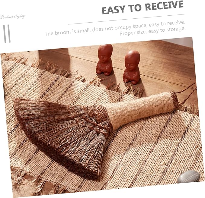 FRCOLOR 2pcs Handmade Palm Broom Straw Brush Dust Pan Broom Cleaning Household
