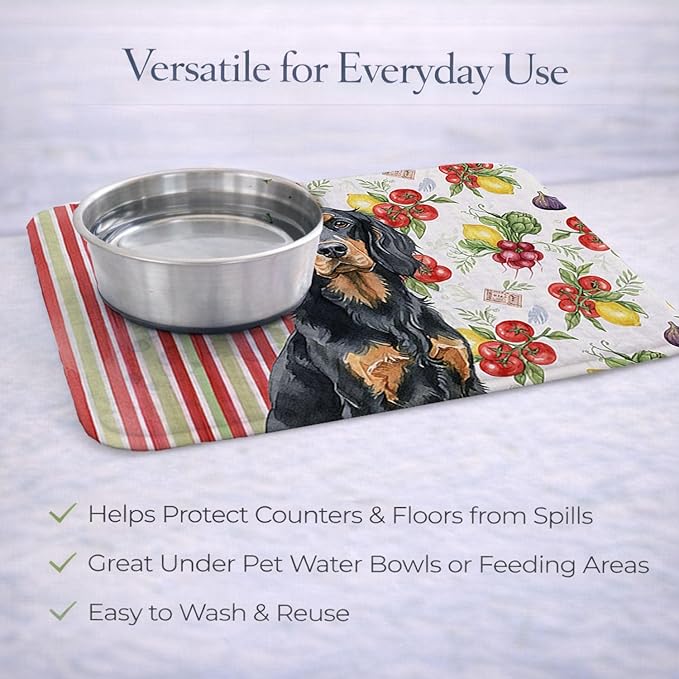 Caroline's Treasures Gordon Setter Vegetables Dish Drying Mat Absorbent Dish Drying Mat Pad for Kitchen Counter Dish Drainer Mat for Countertop 14 x 21 Multicolor