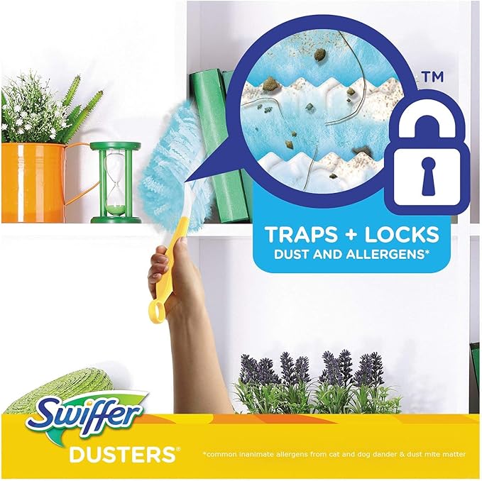 Swiffer 21459CT Refill Dusters Dust Lock Fiber Light Blue Unscented 10/Box 4 Box/Carton