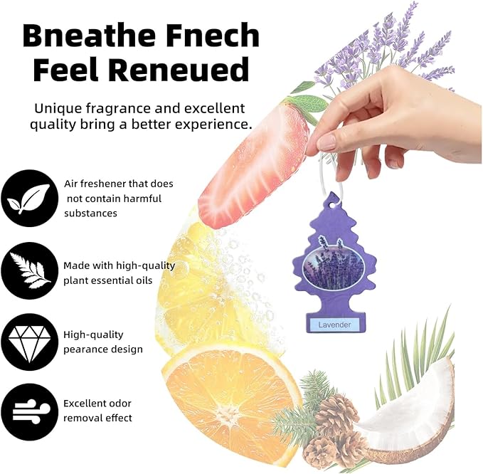 5/20pcs Lavender Scented Car Air Freshener - Natural Tea-Scented Hanging Air Fresheners for Car Interior Accessories(5pcs Lavender)