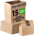(15-Pack) Calvana Super Strong Compactor Bags Heavy-Duty Kitchen Paper Trash Bags with Leak Proof Plastic Liner Fits GE Model Compactors with Rectangular Containers Includes 15 Sticker Seals