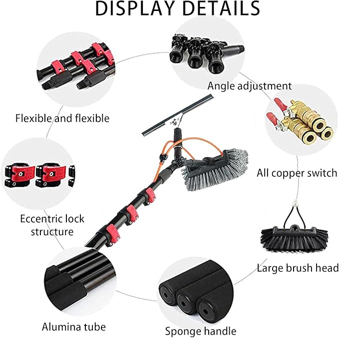 Window Cleaning Telescopic PoleWater Fed Extendable BrushSuitable for Cleaning Conservatory Roof Photovoltaic Panel Cleaning Tools6m(20ft)