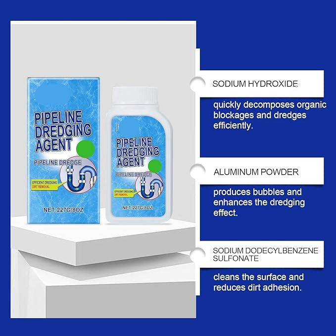 Powerful Drain Unclogging Powder for Toilets Kitchen &amp Sink - Eliminates Odors Prevents Blockages &amp Restores Flow Instantly(3PCS)