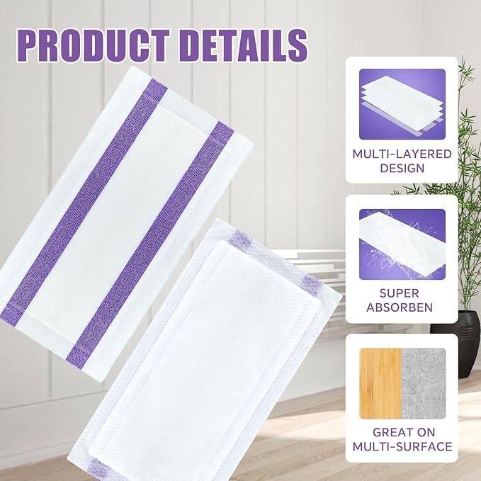 50 Count for Swiffer Wet Jet Pads Disposable Wet Jet Pads for Swiffer Wet Pads Refill for Spray Mop All-Floor Cleaning Pads Safe for Hardwood &amp Multi-Surface