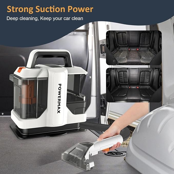 Portable Carpet and Upholstery Cleaner Machine for Home Use - 110V Automatic Spray &amp Suction Lightweight Design
