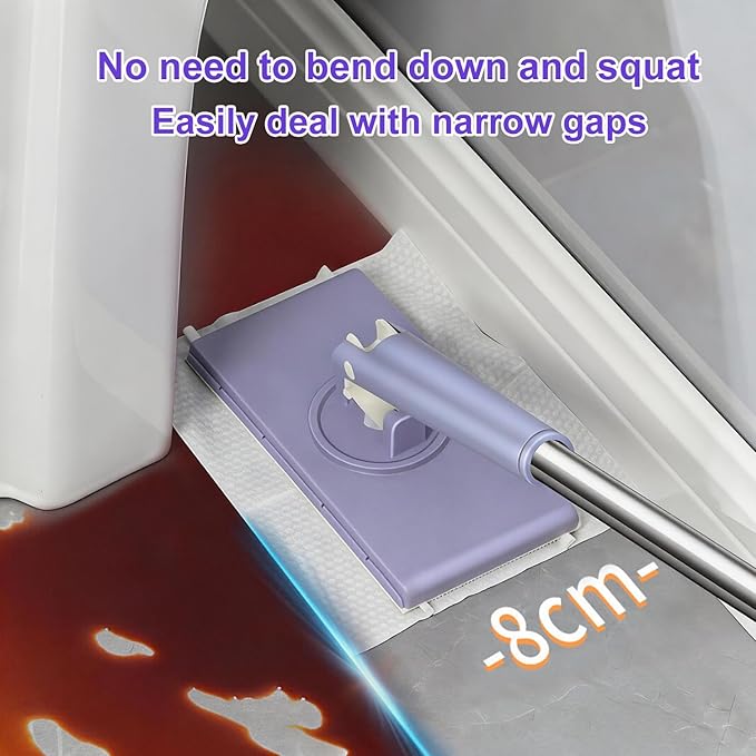 Snap Grip Mini MopCloth Changing Mini Mop 36 inch Lazy Automatic Gripping Zero Touch Grip-Mops Compatible with Swiffer &amp Face Towels 360 Rotating Mops for Whole House Cleaning(5 Cloths)