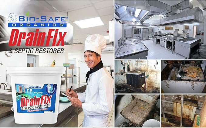 DrainFix &amp Septic Restorer - 5 Gal Professional Strength Formula - Patented Septic Tank Treatment Grease Trap Cleaner Commercial Residential Hotel &amp Restaurant - Exxon Valdez Tech - 2 Pack