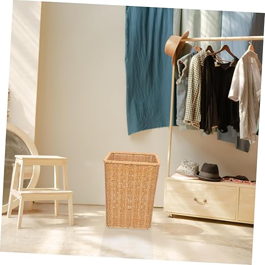 Woven Trash Basket for Bedroom and Bathroom Material Sundries Bin Rustic Design Wastebasket for Home Decoration Multipurpose Use