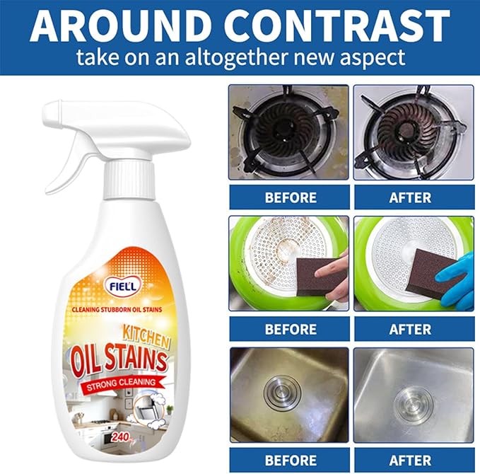 FIELL Heavy-Duty Kitchen Degreaser Foam Cleaner 8.46 fl.oz Clean Kitchens Up Kitchen Oil Cleaner Multipurpose Oil Stain Remover Spray Multi functiona Foam Cleaner Spray (2PCS)