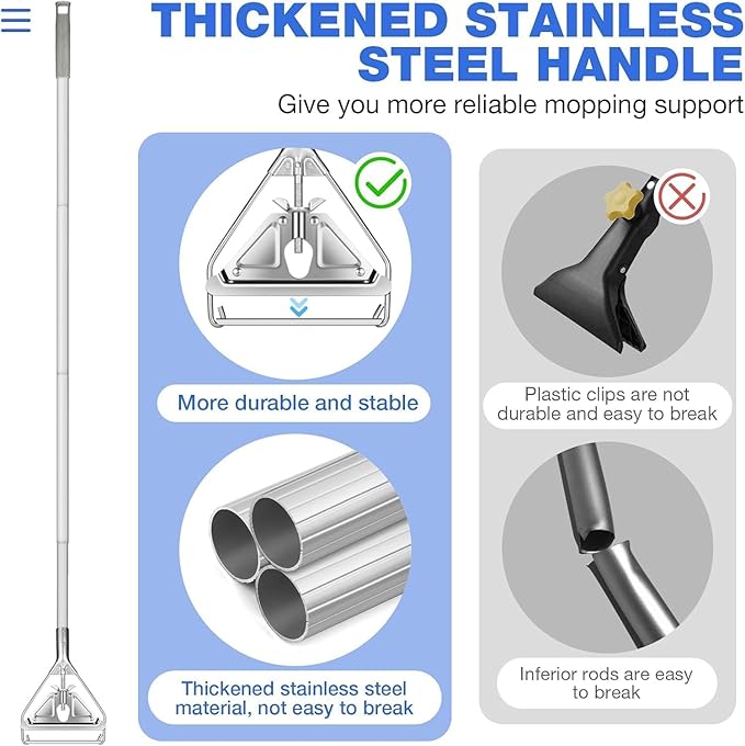 Commercial Mop Handle Heavy DutyIndustrial Metal Mop Stick Replacement for Home Garage Office WorkshopWarehouse Floor Cleaning2Pack