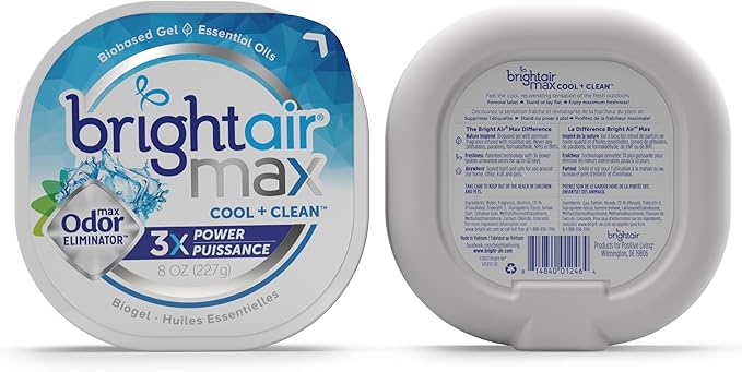 Bright Air Max Odor Eliminator Gel Biobased Air Freshener Cruelty Free Cool and Clean Scent 8 Oz Each 6 Pack