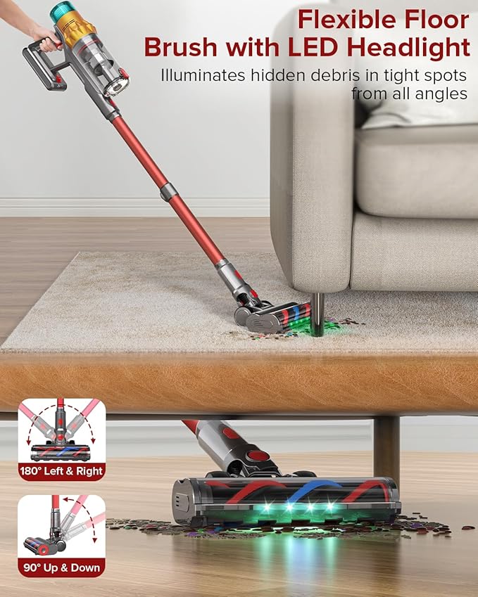S8 Cordless Vacuum Cleaner 600W 48Kpa Up to 65mins Stick Vacuum Rechargeable Wireless Lightweight Handheld Vacuum Cleaners for Home Pet Hair Carpet Hardwood Floor Car