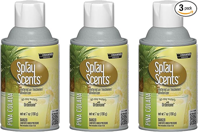 Champion Sprayon SprayScents Metered Air Freshener Refill 7 oz Odor Control Fragrance Pina Colada (3 Pack)