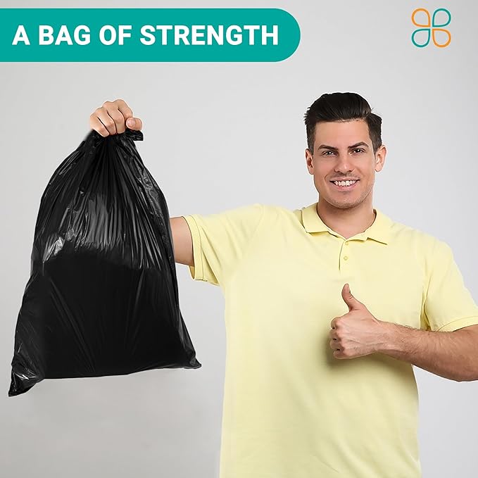 PlasticMill Contractor Bags Heavy Duty - Commercial Industrial Garbage Bags - Black Construction Trash Bags - Outdoor Garden Trash Bags 65-Gallon 3 Mil 50x48 (50-Count)