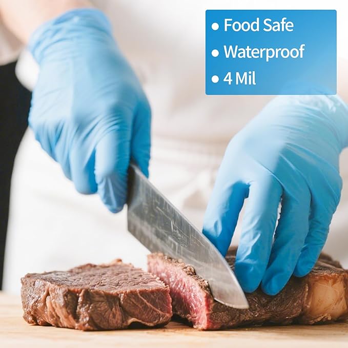 Blue Nitrile Gloves Disposable Latex &amp Powder Free Safe Gloves for Food Cooking Kitchen Cleaning Healthcare Salons