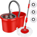 Spin Mop and Bucket with Wringer Set 360° Spinning Mop Bucket System with 3 Microfiber Mop Replacement Heads and 61 Stainless Steel Adjustable Handle for Floor Cleaning (20QT)