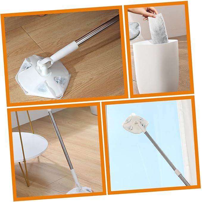 TEHAUX Rotatable Household Cleaning Dust Mop with Retractable Handle Dry Dust Mop for Floor Cleaning for Home Use