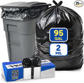 95-96 Gallon Trash Bags Extra Large Heavy Duty Industrial Durable Black Garbage Can Liners 2 Mil Fits Rubbermaid Rollout Round and Square Trash Cans 61 x 68 (Pack of 25) Bulk