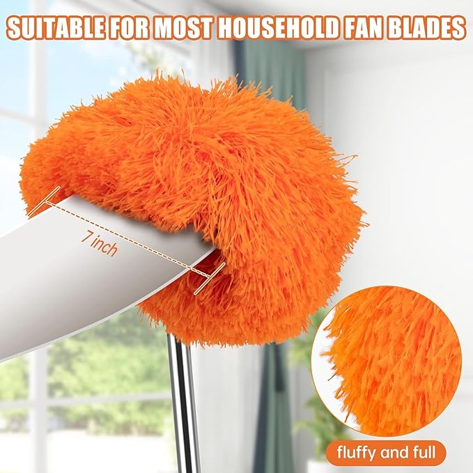 Ceiling Fan Cleaner Duster with 60 inch Extension Pole Dusters for Cleaning High Ceiling Fan Blades Dusters Kit with Storage Bag Cleaning Tools for Families (14pcs)