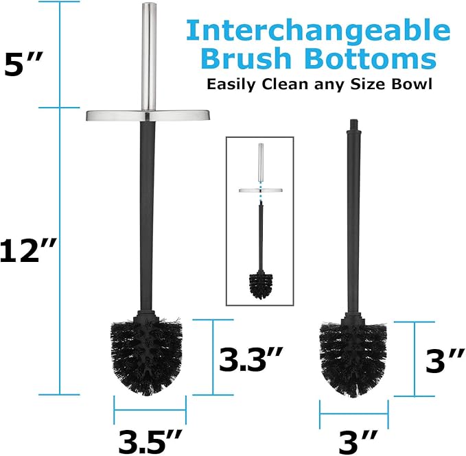 Blue Donuts Toilet Brush and Plunger Set with Holder Modern Chrome Bathroom Accessories Toilet Plunger and Toilet Bowl Brush Combo