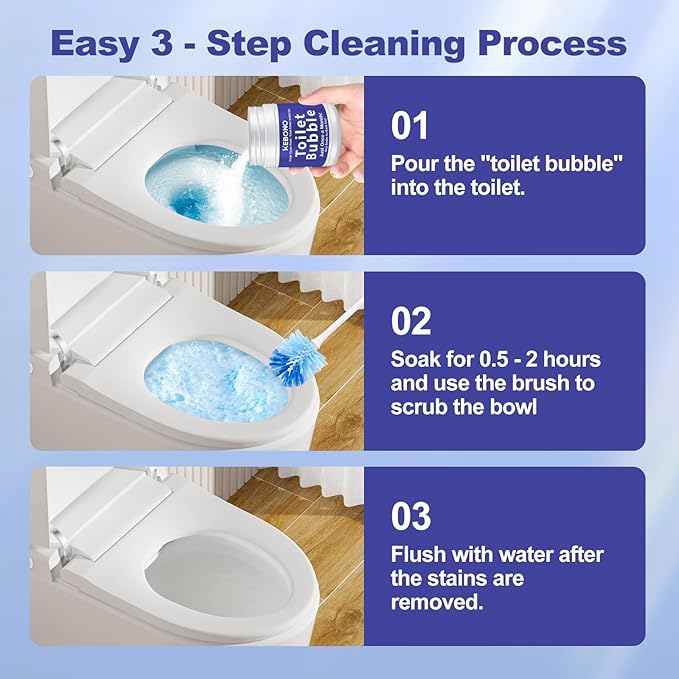 Toilet Cleaner - 2 Bottles Powerful Bathroom Cleaning Product Effectively Removes Stubborn Stains - Powder - 8.4 Ounces