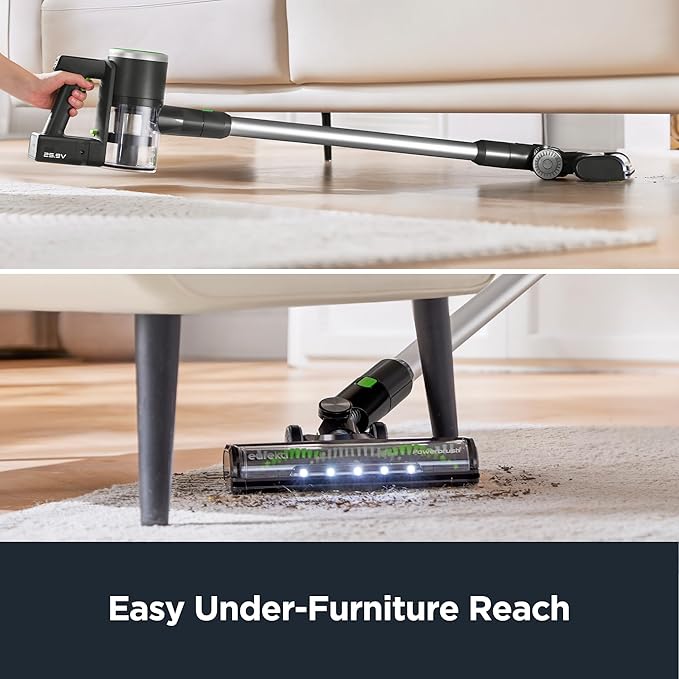 Eureka Lightweight Cordless Stick Vacuum Cleaner Convenient for Hard Floors Rechargeable Handheld Vacuum Cleaner Portable with Powerful Motor Efficient Suction RapidClean Ultra NEC370GR Moss Green