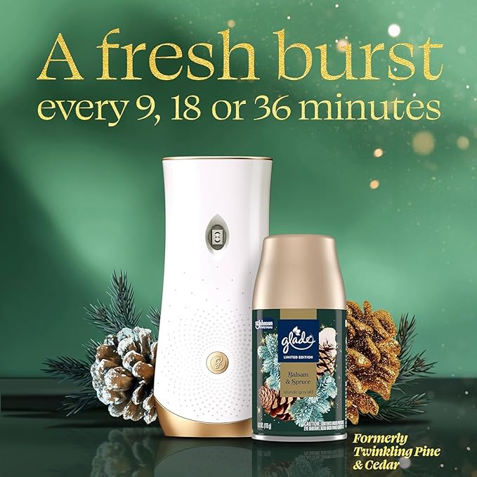 Glade Automatic Spray Refill 6 Pack Balsam &amp Spruce Scent Home Fragrance Refill Can 6.2 oz