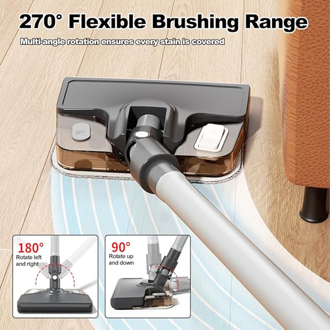 BlackCordless Vacuum for Home Vacuum Cleaner with Mopping Function and 2 Adjustable Modes 1800mAH Battery Max 30 Mins Runtime and Washable Parts Stick Vacuum