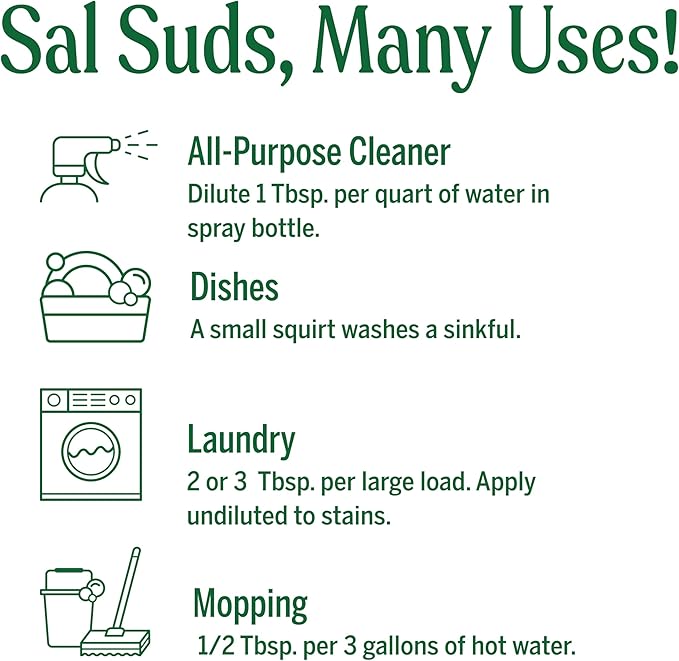 Dr. Bronner's - Sal Suds Biodegradable Cleaner (1 Gallon) - All-Purpose Pine Cleaner for Floors Laundry and Dishes Concentrated Cuts Grease and Dirt Powerful Formula