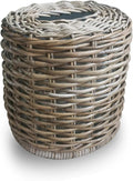 The Basket Lady Drop-in Oval Wicker Waste Basket with Removable Metal Liner Serene Grey 12 L x 9.5 W x 12 H 3 Gallon Capacity