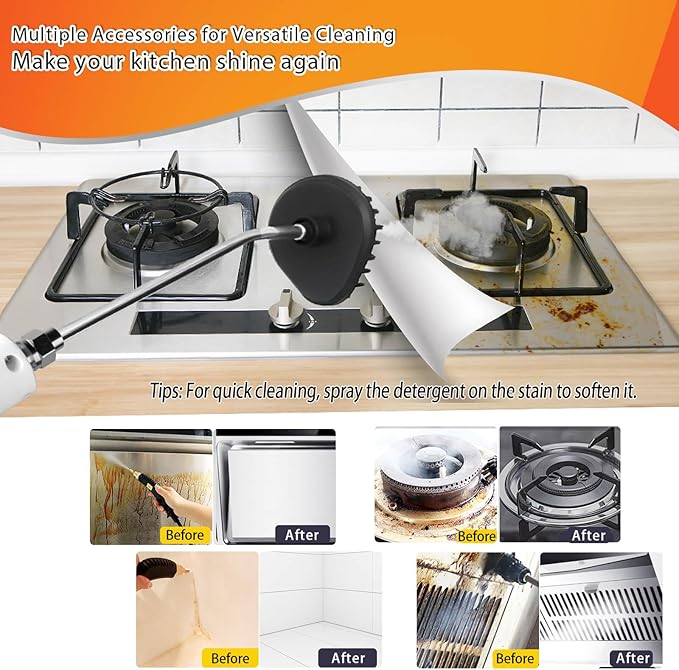 2500W Handheld Steam CleanerSteamer for Cleaning15SFast Heating High Pressure Portable Steam Cleaner w/5 Brushes and Extended Rod (White)