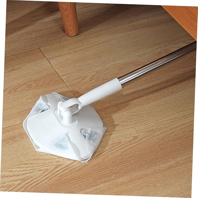 GLEAVI Rotatable Dust Mop with Reusable Dry Cloth Small Hardwood Floor Sweeper for Home Cleaning Electrostatic Triangular Mop Head for Wall and Desktop Dust Removal 1pcs Set