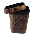 Square Trash Can with Faux Wood Grain Pattern Lidless Plastic Wastebasket with Removable Press Ring for Convenient Bag Attachment Rustic Vanity Waste Bin for Office Bedroom Kitchen