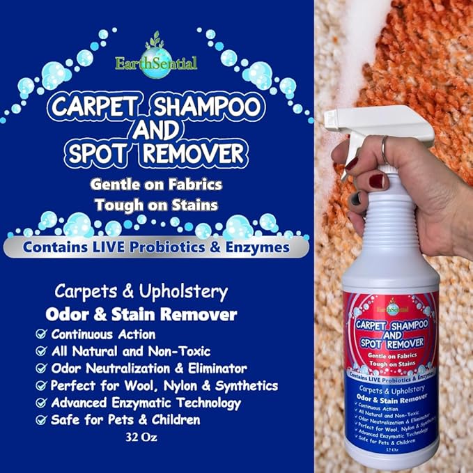 Carpet Shampoo and Spot Remover 32 oz All Natural with Enzymatic Powers
