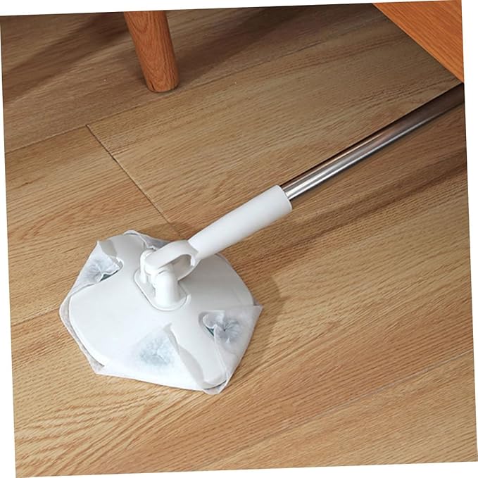 Rotating Dust Mop with Washable Microfiber Head and Dry Towel Triangular Corner Cleaner for Hardwood Floors Household Sweeper Mop Set with Replaceable Cloth Convenient Floor