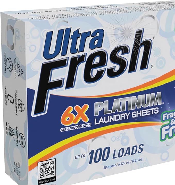 Ultra Fresh Platinum 3 Pack Laundry Soap Detergent Sheets Ultra Concentrated Stain Fighting Fragrance &amp Dye Free 300 Loads