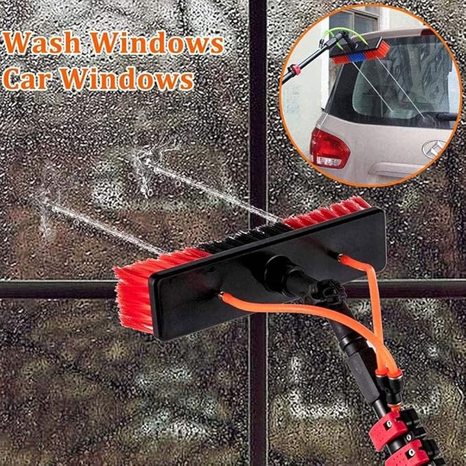 Glass Cleaning Brush Home Water Fed Telescopic Pole Kit Solar Panel Brush Rotating for Photovoltaic Panel-11M Cleaning Photovoltaic and Solar Panels Window Cleaning Pole Water Fed Water/Hos