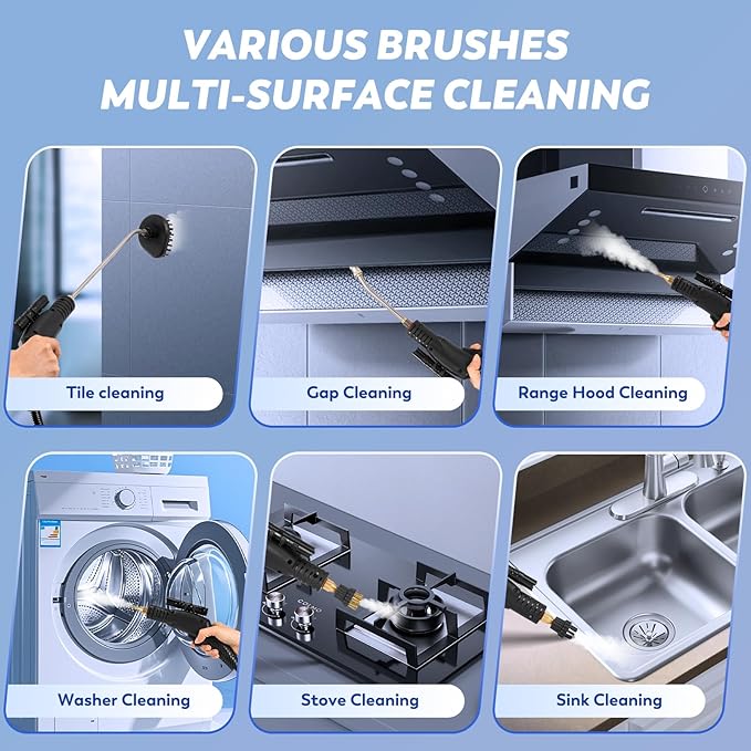 Moongiantgo Handheld Steam Cleaner 1700W High Pressure Steamer for Cleaning Chemical-Free Cleaning Machine for Home Use Bathroom Grout Tile Kitchen Grease Floor Gaps Auto Car Detailing (A)