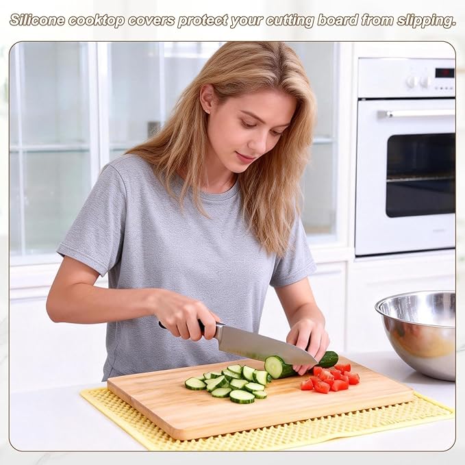 PATIKIL 2 Pcs Dish Drying Mat 16 x 12 Inch Silicone Heat Resistant Drying Pad Stove Top Cover for Kitchen Counter Sink Stove Refrigerator Drawer Liner Reddish Brown