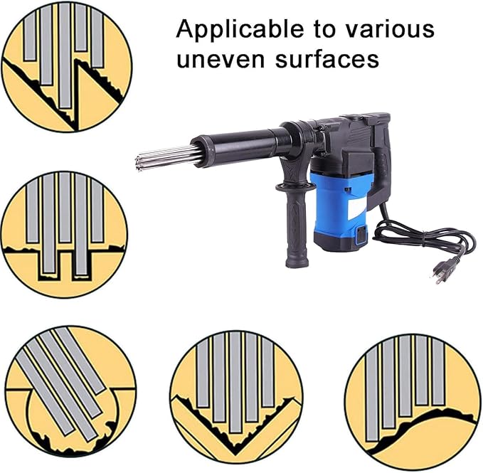 1100W Electric Needle Derusting Hand-Held Needle Scaler Rust Removal Cleaning Machine Remover Welding Slag Cleaner for Metalworks ScrewNutBoatDeck