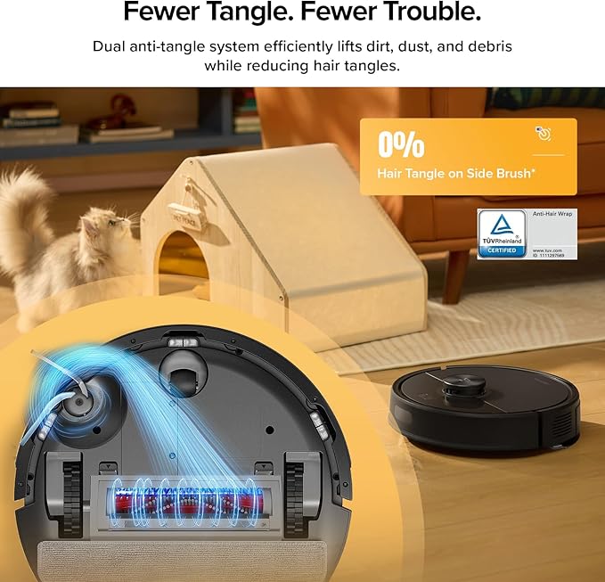 roborock Q7 M5+ Robot Vacuum and Mop Upgraded from Q5 Max+ Up to 7-9 Weeks Self-Empty 10000Pa Suction Dual Anti-Tangle System for Pet Hair &amp Carpet PreciSense LiDAR Navigation App Control B
