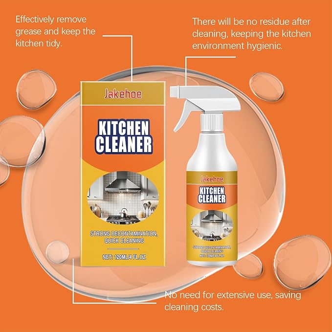 Kitchen Grease Cleaner Multi-Purpose Degreaser For Range Hood Stovetop Effective On Stubborn Oil Stains Safe For Countertops &amp Appliances(2PCS)