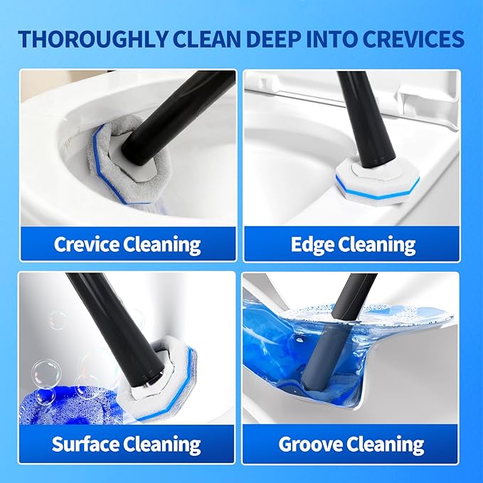Disposable Toilet Bowl Brush with 36 Toilet Wand Refills Pads Replacement Heads Toilet Cleaning StickToilet Bowl Cleaner Wands Holder and Set Toilet Cleaning System Starter Kit