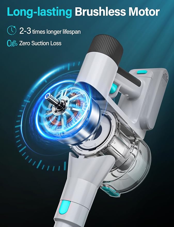 Neobot 8-in-1 Cordless Vacuum Cleaner 45Kpa 500W Powerful Suction Lightweight Vacuum with 60Min Runtime Anti-Tangle Wall Mount Charging for Pet Hair Hardwood Floors Carpets &amp Stairs