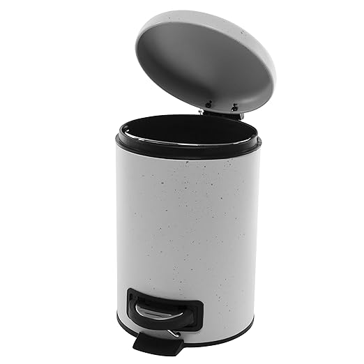 Elle Décor Speckled Design 3 Liter Step Bin with Lid Trash Can Wastebasket Good for Home Office Bathroom