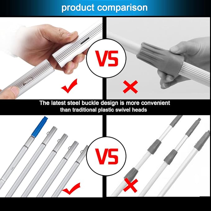 3-12m Window Cleaning Pole Water Fed Telescopic Brush Extendable Cleaner Window Cleaner Kit Conservatory Roof 30cm Brush Head for Photovoltaic Panel Cleaningtrucks Windows (3m/9.8ft)