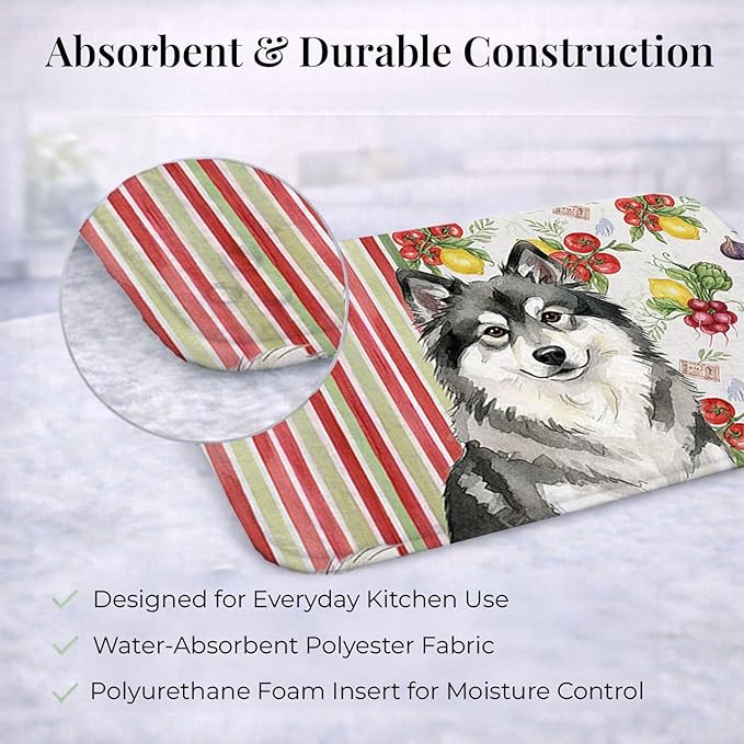 Caroline's Treasures Keeshond Vegetables Dish Drying Mat Absorbent Dish Drying Mat Pad for Kitchen Counter Dish Drainer Mat for Countertop 14 x 21 Multicolor