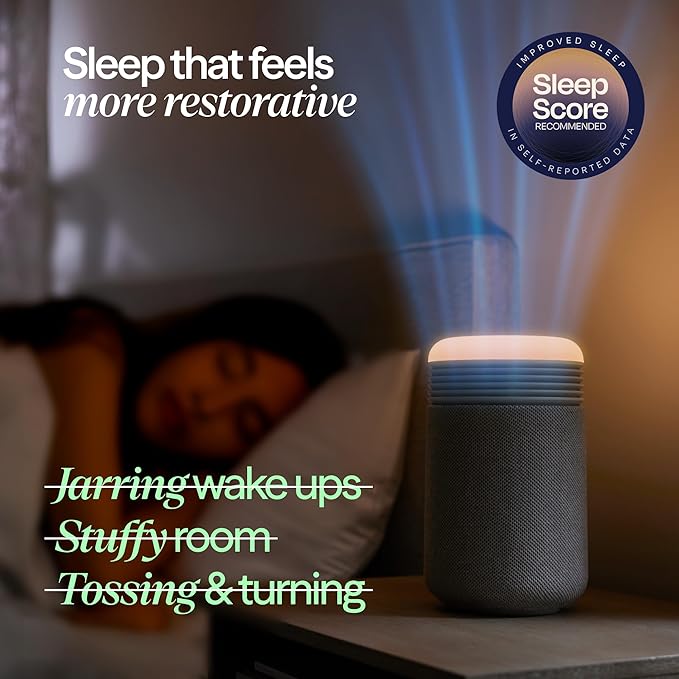 BLUEAIR Purifier for Bedroom - Mini Restful - Sunrise Clock with HEPASilent Filtration and Wake Up Light - Cleans Air and Supports Circadian Rhythm - USB-C and App Connectivity Beige